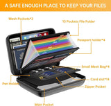 Darrahopens Commercial > Commercial Others > Office Supplies Black Fireproof EVA Hard-Shell File Organizer Briefcase with Combination Lock Waterproof Accordion Document Storage Bag for Australian Home Office and Business