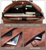 Darrahopens Commercial > Commercial Others > Office Supplies Black Men's PU Leather Briefcase - Vintage Style Laptop Messenger Bag, Crossbody Satchel for Business & Casual