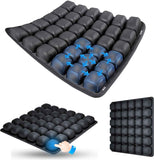 Darrahopens Commercial > Commercial Others > Office Supplies Black Portable 3D Aircell Travel Inflatable Seat Cushion with Built-in Pump – 36 Airbags Ergonomic Pressure Relief Pad with Lycra Cover & Non-Slip Base for Office Car Flight Long Sitting