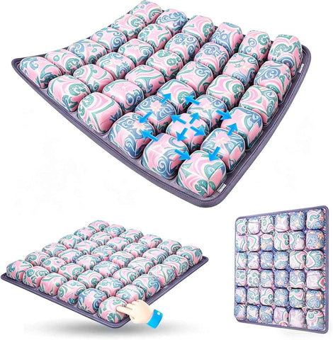 Darrahopens Commercial > Commercial Others > Office Supplies Bohemian Style Portable 3D Aircell Travel Inflatable Seat Cushion with Built-in Pump – 36 Airbags Ergonomic Pressure Relief Pad with Lycra Cover & Non-Slip Base for Office Car Flight Long Sitting