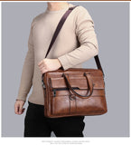 Darrahopens Commercial > Commercial Others > Office Supplies Brown Men's PU Leather Briefcase - Vintage Style Laptop Messenger Bag, Crossbody Satchel for Business & Casual