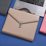 Darrahopens Commercial > Commercial Others > Office Supplies Champagne Anti-Theft Document Organizer with Secure Password Lock - Waterproof PU Leather Confidential File Bag