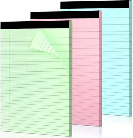 Darrahopens Commercial > Commercial Others > Office Supplies Coloured notepads, set of 3 writing pads 29.5 x 21.4 cm, with micro-perforation and sturdy back, broad lines, 50 sheets per pad, ideal for school, university, office and professional use (blue/pink/green)
