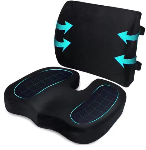 Darrahopens Commercial > Commercial Others > Office Supplies Ergonomic Memory Foam Seat Cushion & Lumbar Support Set - Soft Crystal Velvet Orthopedic Relief Combo for Office & Car