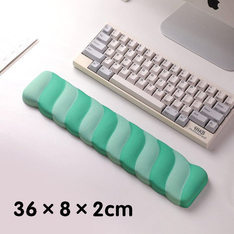 Darrahopens Commercial > Commercial Others > Office Supplies Green 2PCS Ergonomic Wavy Keyboard Wrist Rest - Comfortable Typing Support Cushion