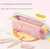 Darrahopens Commercial > Commercial Others > Office Supplies Green Cute Cat Pencil Case for Girls - Large Capacity Sparkly Stationery Pouch with Fluffy Pom Pom
