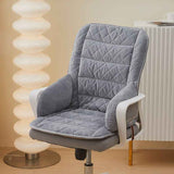 Darrahopens Commercial > Commercial Others > Office Supplies Grey Premium Quilted Plush Integrated Seat Cushion & Backrest – Thickened Lumbar Support Pad with Detachable Armrests, Secure Buckle and Washable Cover for Office Chair Long Sitting