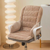Darrahopens Commercial > Commercial Others > Office Supplies Khaki Premium Quilted Plush Integrated Seat Cushion & Backrest – Thickened Lumbar Support Pad with Detachable Armrests, Secure Buckle and Washable Cover for Office Chair Long Sitting