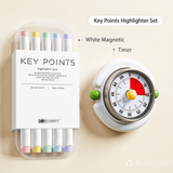 Darrahopens Commercial > Commercial Others > Office Supplies Macaron Pastel Dual-Tip Highlighter & Magnetic Mechanical Timer(White) Set - Visual Time Management for Study, Cooking & Productivity