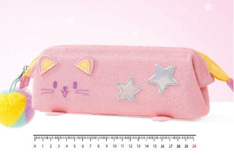 Darrahopens Commercial > Commercial Others > Office Supplies Pink Cute Cat Pencil Case for Girls - Large Capacity Sparkly Stationery Pouch with Fluffy Pom Pom