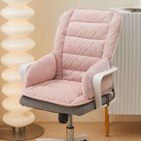 Darrahopens Commercial > Commercial Others > Office Supplies Pink Premium Quilted Plush Integrated Seat Cushion & Backrest – Thickened Lumbar Support Pad with Detachable Armrests, Secure Buckle and Washable Cover for Office Chair Long Sitting