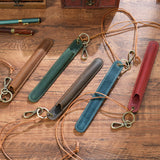Darrahopens Commercial > Commercial Others > Office Supplies Red Vintage Top-Grain Leather Pen Sleeve Holder with Neck Strap - Protective Single Pen Case