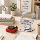 Darrahopens Commercial > Commercial Others > Office Supplies Study Focus Timer (red) and Foldable Metal Tablet Stand (Silver) Set, Mechanical Countdown Timer with Adjustable Aluminium Alloy Device Holder