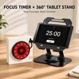 Darrahopens Commercial > Commercial Others > Office Supplies Study Focus Timer (White) and Foldable Metal Tablet Stand (Black) Set, Mechanical Countdown Timer with Adjustable Aluminium Alloy Device Holder