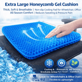 Darrahopens Commercial > Commercial Others > Office Supplies Ultra-large gel honeycomb cushion - Thick, soft, breathable, slip-resistant cooling pad, suitable for wheelchairs, offices - reduces sweating and pressure pain, all-season, lightweight, adjustable, comfortable all year round | breathable