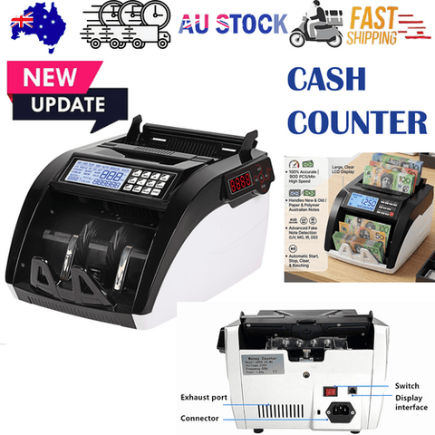 Darrahopens Commercial > Commercial Others > Retail Australian Note Bill Money Cash Counter Machine with Value Count 4" LED Display