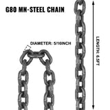 Darrahopens Commercial > Packaging > Packaging Tape VEVOR 4 Legs Lifting Hook Chain Sling 2Mx8MM, 4T Lifting Chain Sling Legs Steel Factories Steel Powder Coating Lifting Chain High Temperature Resistance