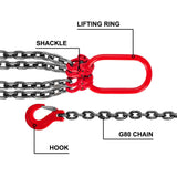 Darrahopens Commercial > Packaging > Packaging Tape VEVOR 4 Legs Lifting Hook Chain Sling 2Mx8MM, 4T Lifting Chain Sling Legs Steel Factories Steel Powder Coating Lifting Chain High Temperature Resistance