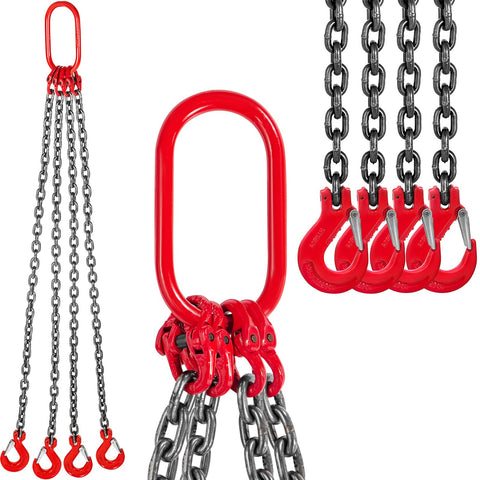 Darrahopens Commercial > Packaging > Packaging Tape VEVOR 4 Legs Lifting Hook Chain Sling 2Mx8MM, 4T Lifting Chain Sling Legs Steel Factories Steel Powder Coating Lifting Chain High Temperature Resistance