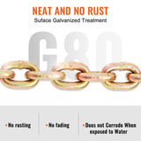 Darrahopens Commercial > Packaging > Packaging Tape VEVOR Transport Binder Chain, 2222 kg Working Load Limit, G80 Tow Chain Tie Down with Grab Hooks, DOT Certified, Galvanized Coating Manganese Steel for Dock Factory Construction Site