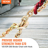 Darrahopens Commercial > Packaging > Packaging Tape VEVOR Transport Binder Chain, 2222 kg Working Load Limit, G80 Tow Chain Tie Down with Grab Hooks, DOT Certified, Galvanized Coating Manganese Steel for Dock Factory Construction Site