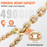 Darrahopens Commercial > Packaging > Packaging Tape VEVOR Transport Binder Chain, 2222 kg Working Load Limit, G80 Tow Chain Tie Down with Grab Hooks, DOT Certified, Galvanized Coating Manganese Steel for Dock Factory Construction Site