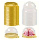 Darrahopens Commercial > Packaging > Postage Satchels & Boxes 100pcs Round Gold Plastic Bakery Food Packaging Boxes for Cake Dessert Packaging