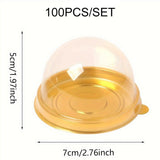 Darrahopens Commercial > Packaging > Postage Satchels & Boxes 100pcs Round Gold Plastic Bakery Food Packaging Boxes for Cake Dessert Packaging