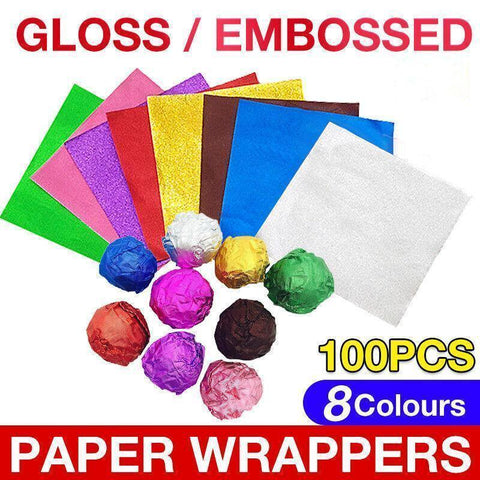 Darrahopens Commercial > Packaging > Postage Satchels & Boxes 100PCS Tin Foil Aluminium Wrapping Square Chocolate Wrappers 15CM - Purple/Gloss