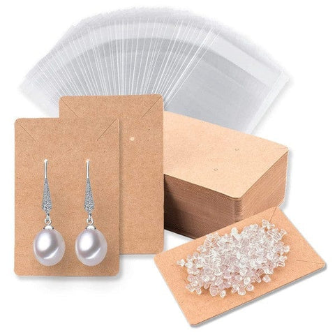 Darrahopens Commercial > Packaging > Postage Satchels & Boxes 480pcs earring cards with plastic bag earring display cards for earring necklace display jewelry packaging