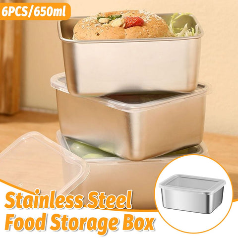 Darrahopens Commercial > Packaging > Postage Satchels & Boxes 6pcs Stainless Steel Food Container Set Sealed Lid Fruit Vegetable Storage Box