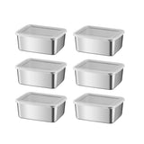 Darrahopens Commercial > Packaging > Postage Satchels & Boxes 6pcs Stainless Steel Food Container Set Sealed Lid Fruit Vegetable Storage Box