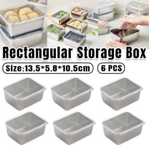 Darrahopens Commercial > Packaging > Postage Satchels & Boxes 6pcs Stainless Steel Food Storage Box Refrigerator Crisper Rectangle Container