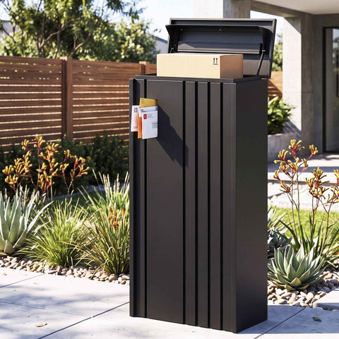 Darrahopens Commercial > Packaging > Postage Satchels & Boxes Gardeon Parcel Letterbox Drop Box Package Slot MailBox Black In Australia - Darrahopens
