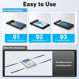 Darrahopens Electronics > Back Up & Storage > Hard Drives BENFEI 000385BK 2.5 Inch SATA to USB-A + USB-C Tool Free External Hard Drive Enclosure (6Gbps, Optimized for SSD, Support UASP SATA III)