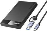 Darrahopens Electronics > Back Up & Storage > Hard Drives BENFEI 000385BK 2.5 Inch SATA to USB-A + USB-C Tool Free External Hard Drive Enclosure (6Gbps, Optimized for SSD, Support UASP SATA III)