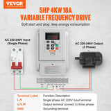 Darrahopens Electronics > Back Up & Storage > Hard Drives VEVOR VFD 5HP, 4KW, 18A, 1 Phase 220V-240V Input to 3 Phase 220V-240V Output Variable Frequency Drive, 0-400Hz VFD for AC Motor Speed Control