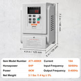 Darrahopens Electronics > Back Up & Storage > Hard Drives VEVOR VFD 5HP, 4KW, 18A, 1 Phase 220V-240V Input to 3 Phase 220V-240V Output Variable Frequency Drive, 0-400Hz VFD for AC Motor Speed Control