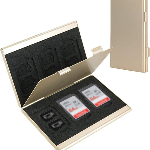 Darrahopens Electronics > Back Up & Storage > Memory Card Adapters Gold High-Quality Aluminum SD & TF Card Case – Premium Storage Solution for Memory Cards(Memory card not included)