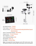Darrahopens Electronics > Battery Chargers & Power > Batteries VEVOR 5-in-1 Wireless Weather Station, 190.5 mm VA Display, Solar Powered Outdoor Sensor, Rain Gauge, Indoor Outdoor for Weather Forecast, Temperature, Humidity, Wind Speed and Direction (No WiFi)
