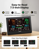 Darrahopens Electronics > Battery Chargers & Power > Batteries VEVOR 5-in-1 Wireless Weather Station, 190.5 mm VA Display, Solar Powered Outdoor Sensor, Rain Gauge, Indoor Outdoor for Weather Forecast, Temperature, Humidity, Wind Speed and Direction (No WiFi)