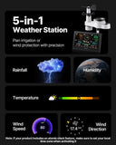 Darrahopens Electronics > Battery Chargers & Power > Batteries VEVOR 5-in-1 Wireless Weather Station, 190.5 mm VA Display, Solar Powered Outdoor Sensor, Rain Gauge, Indoor Outdoor for Weather Forecast, Temperature, Humidity, Wind Speed and Direction (No WiFi)