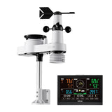 Darrahopens Electronics > Battery Chargers & Power > Batteries VEVOR 5-in-1 Wireless Weather Station, 190.5 mm VA Display, Solar Powered Outdoor Sensor, Rain Gauge, Indoor Outdoor for Weather Forecast, Temperature, Humidity, Wind Speed and Direction (No WiFi)