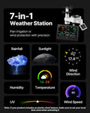 Darrahopens Electronics > Battery Chargers & Power > Batteries VEVOR 7-in-1 Wireless Weather Station, 190.5 mm VA Display, Solar Powered Outdoor Sensor, Rain Gauge, Indoor Outdoor for Weather Forecast, Temperature, Humidity, Wind Speed and Direction (No WiFi)