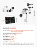 Darrahopens Electronics > Battery Chargers & Power > Batteries VEVOR 7-in-1 Wireless Weather Station, 190.5 mm VA Display, Solar Powered Outdoor Sensor, Rain Gauge, Indoor Outdoor for Weather Forecast, Temperature, Humidity, Wind Speed and Direction (No WiFi)