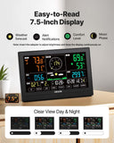 Darrahopens Electronics > Battery Chargers & Power > Batteries VEVOR 7-in-1 Wireless Weather Station, 190.5 mm VA Display, Solar Powered Outdoor Sensor, Rain Gauge, Indoor Outdoor for Weather Forecast, Temperature, Humidity, Wind Speed and Direction (No WiFi)
