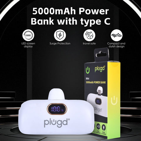 Darrahopens Electronics > Battery Chargers & Power > Power Banks & Chargers 5000mAh 18.5W Mini USB-C Fast Charge Power Bank