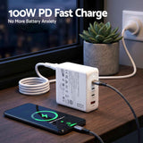 Darrahopens Electronics > Battery Chargers & Power > Power Banks & Chargers Devanti USB C Charger 100W Fast Charger 4 Port GaN Desktop Station White