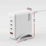 Darrahopens Electronics > Battery Chargers & Power > Power Banks & Chargers Devanti USB C Charger 100W Fast Charger 4 Port GaN Desktop Station White