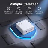 Darrahopens Electronics > Battery Chargers & Power > Power Banks & Chargers Devanti USB C Charger 100W Fast Charger 4 Port GaN Desktop Station White